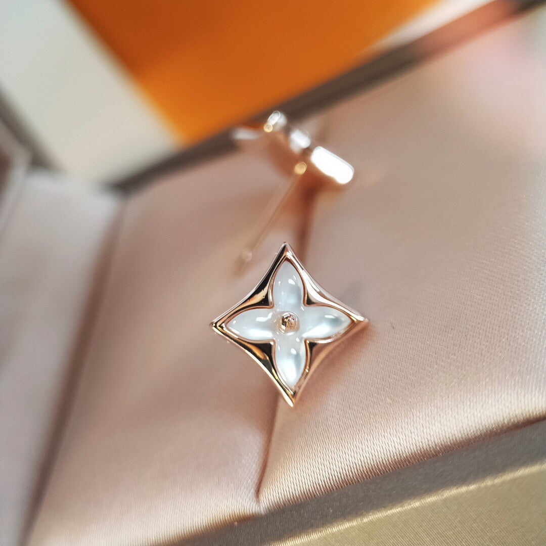 [Star Jewelry]STAR MOP PINK GOLD EARRINGS