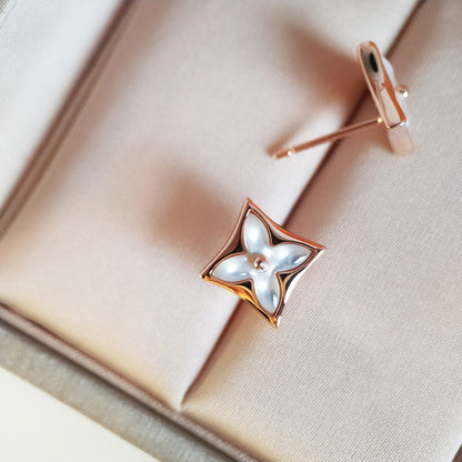 [Star Jewelry]STAR MOP PINK GOLD EARRINGS