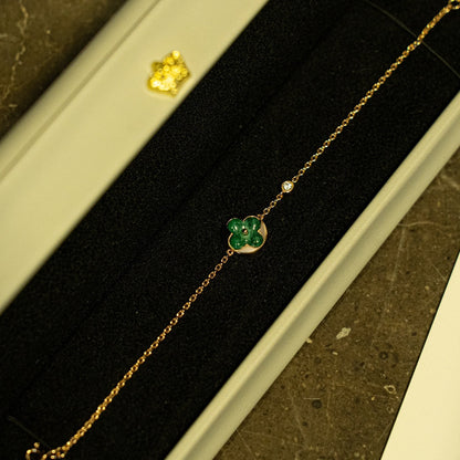 [Star Jewelry]SUN MALACHITE 1 DIAMOND PINK GOLD BRACELET