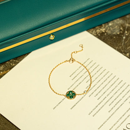 [Star Jewelry]SUN MALACHITE 1 DIAMOND PINK GOLD BRACELET