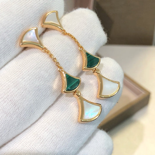 [Star Jewelry]DREAM EARRINGS 3 MOTIFS MALACHITE MOP PINK GOLD
