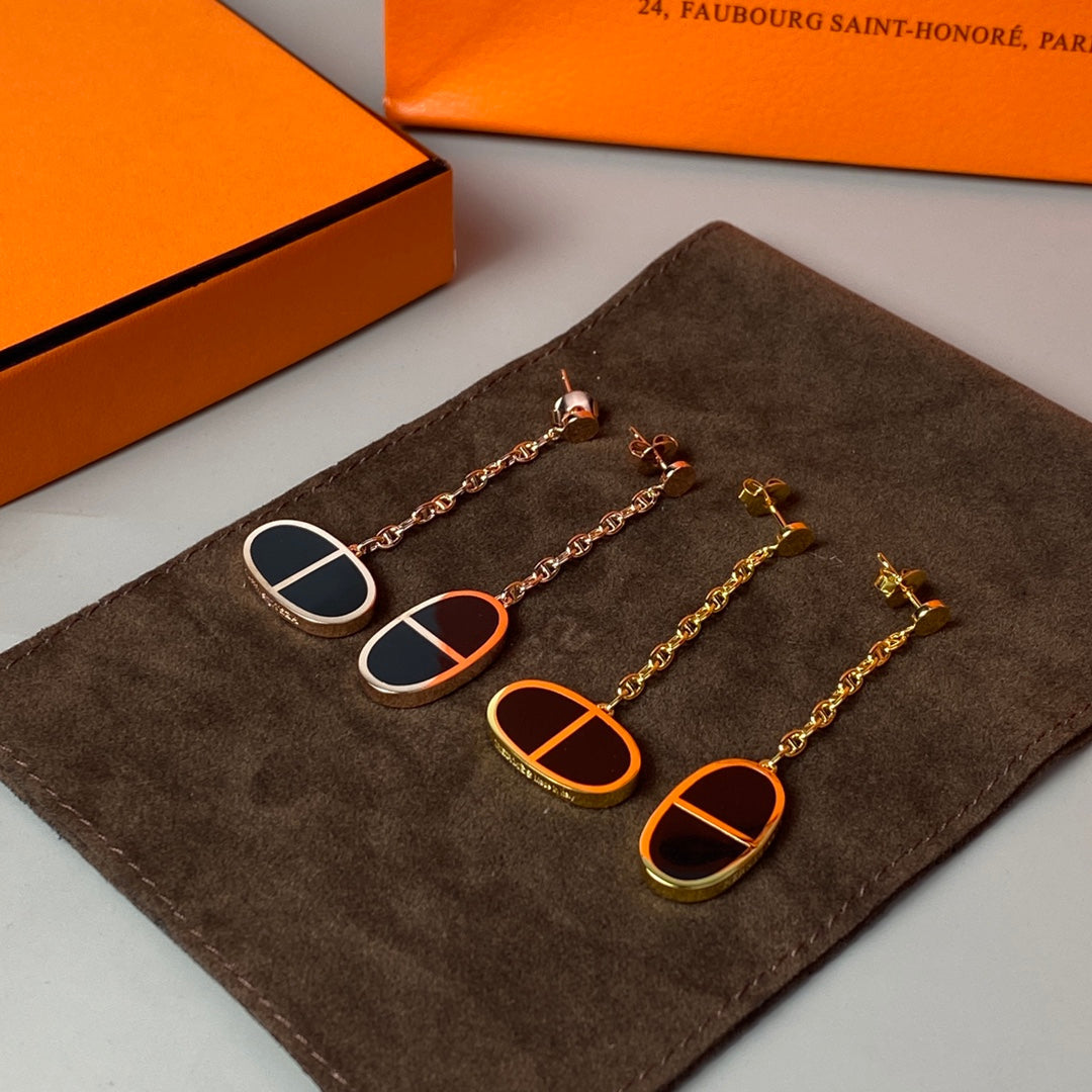 [Star Jewelry]CHAINE VERSO BLACK CERAMIC EARRINGS