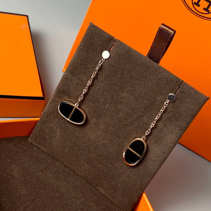 [Star Jewelry]CHAINE VERSO BLACK CERAMIC EARRINGS