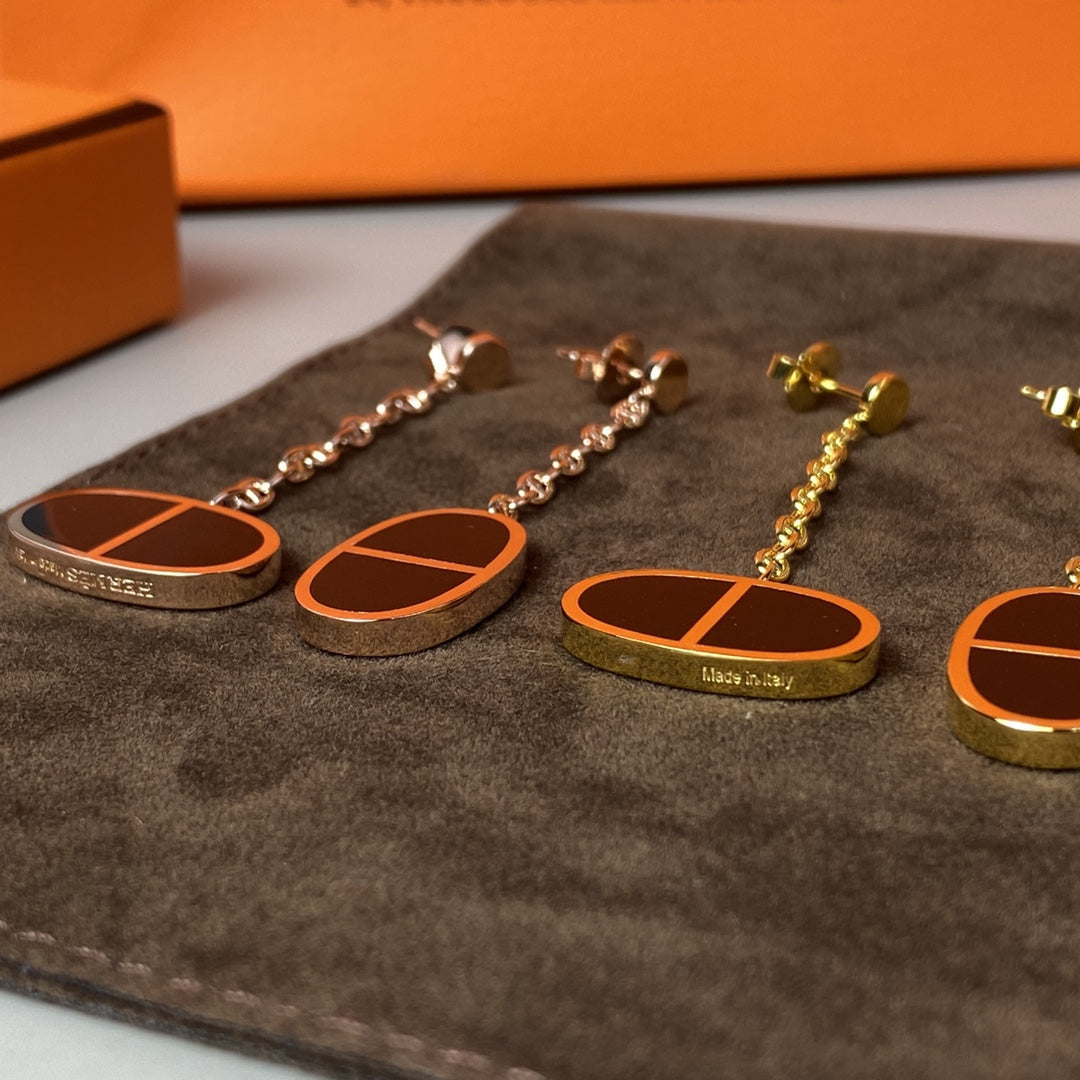 [Star Jewelry]CHAINE VERSO BLACK CERAMIC EARRINGS