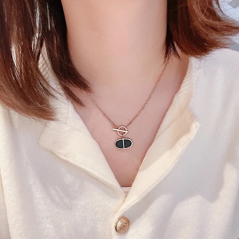 [Star Jewelry]CHAINE VERSO BLACK CERAMIC NECKLACE