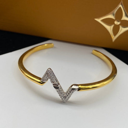 [Star Jewelry]VOLTE UPSITE DOWN DIAMOND GOLD OPEN BRACELET