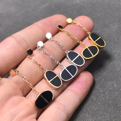 [Star Jewelry]CHAINE VERSO BLACK CERAMIC SILVER EARRINGS