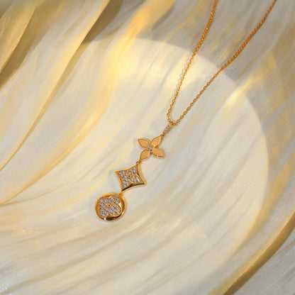 [Star Jewelry]STAR AND SUN DIAMOND PINK GOLD NECKLACE