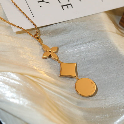 [Star Jewelry]STAR AND SUN DIAMOND PINK GOLD NECKLACE