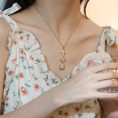 [Star Jewelry]STAR AND SUN DIAMOND PINK GOLD NECKLACE