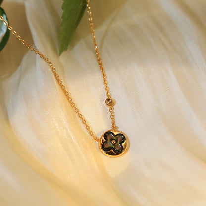 [Star Jewelry]SUN PEDANT PINK GOLD 1 DIAMOND NECKLACE