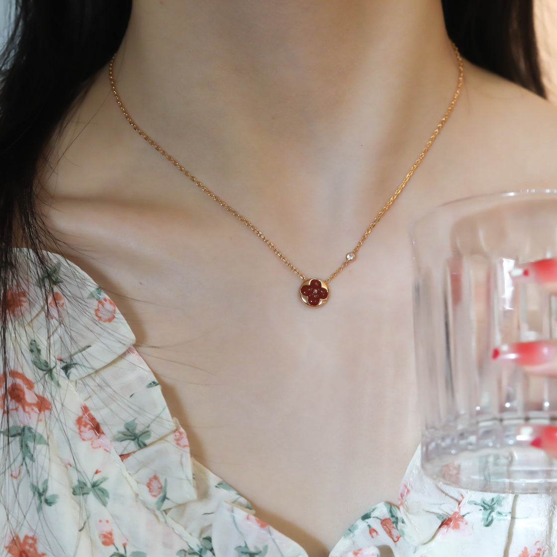 [Star Jewelry]SUN PEDANT PINK GOLD 1 DIAMOND NECKLACE