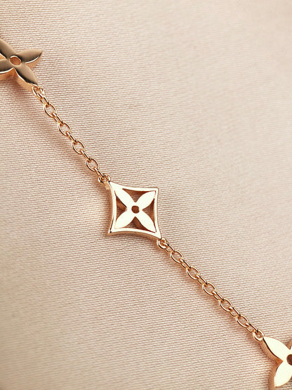 [Star Jewelry]STAR AND SUN 7 MOTIFS GOLD BRACELET