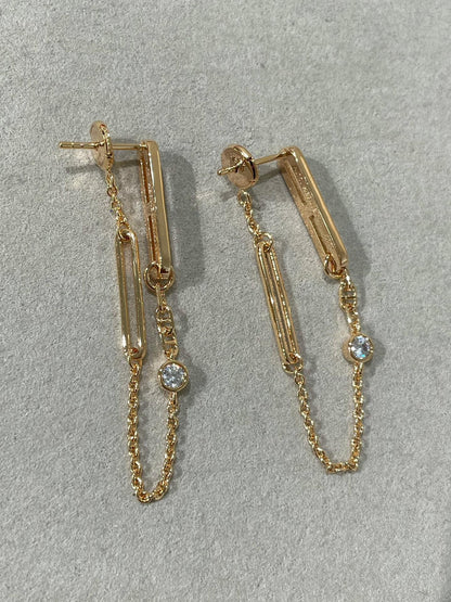 [Star Jewelry]CHAINE CHAOS DIAMOND DROP EARRINGS