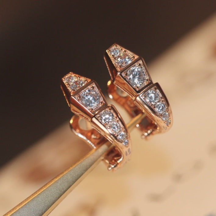 [Star Jewelry]SERPENT PINK GOLD DIAMOND EARRINGS