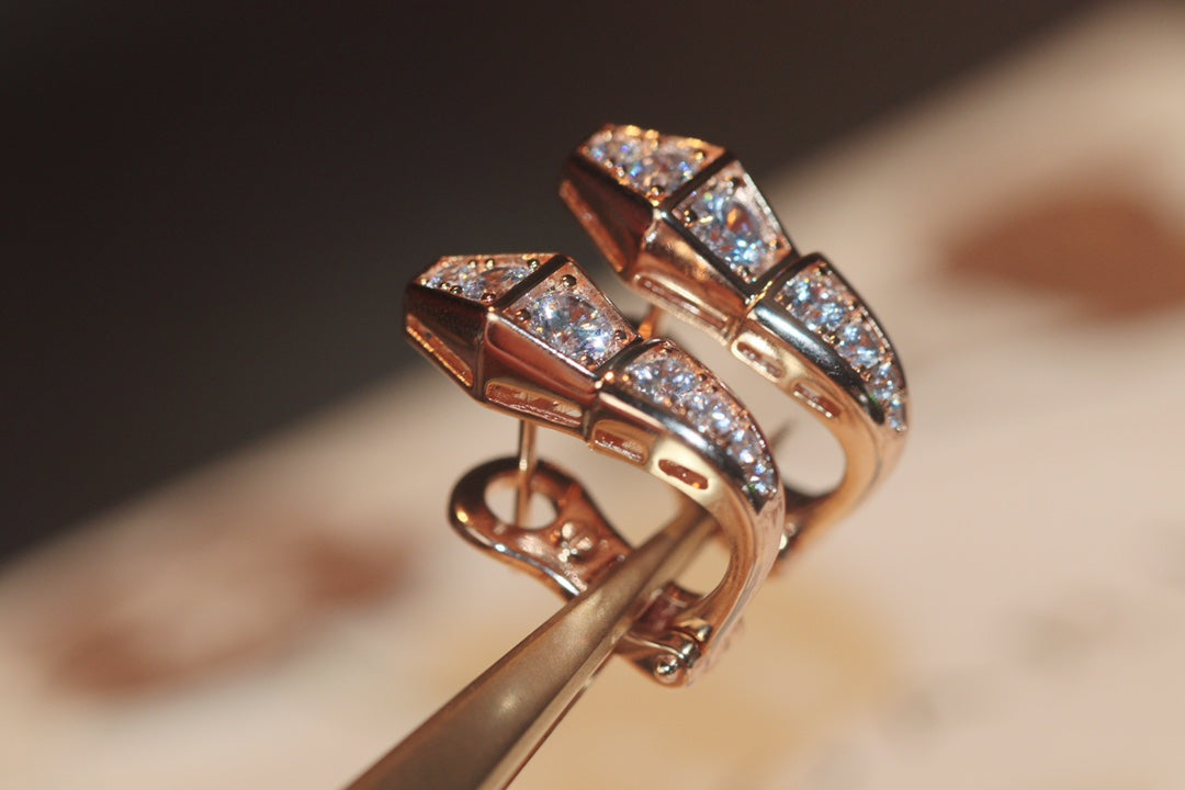 [Star Jewelry]SERPENT PINK GOLD DIAMOND EARRINGS