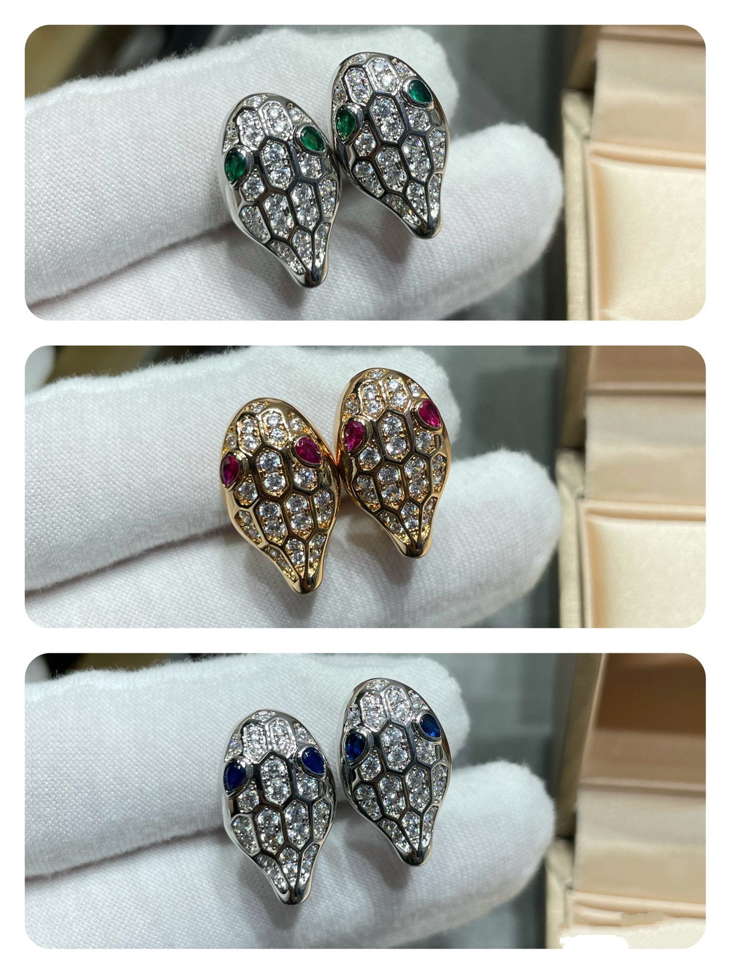 [Star Jewelry]SERPENT DIAMOND STUD EARRINGS