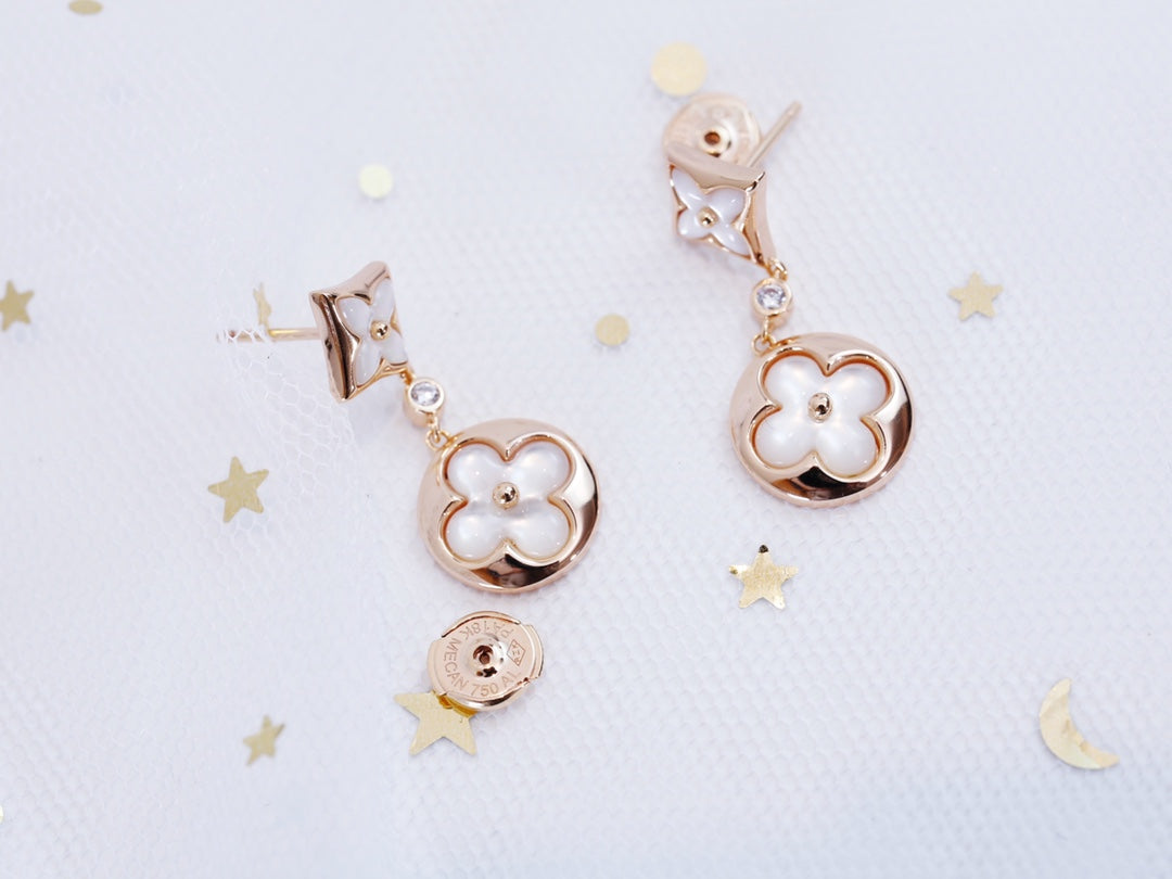 [Star Jewelry]STAR AND SUN PINK GOLD MOP DROP EARRINGS