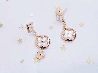 [Star Jewelry]STAR AND SUN PINK GOLD MOP DROP EARRINGS