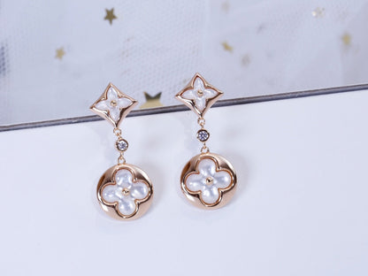[Star Jewelry]STAR AND SUN PINK GOLD MOP DROP EARRINGS