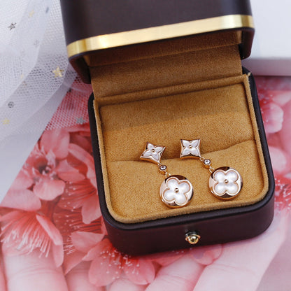 [Star Jewelry]STAR AND SUN PINK GOLD MOP DROP EARRINGS