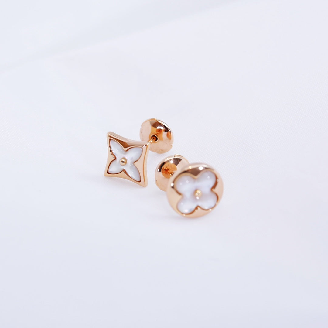 [Star Jewelry]STAR AND SUN PINK GOLD MOP STUD EARRINGS