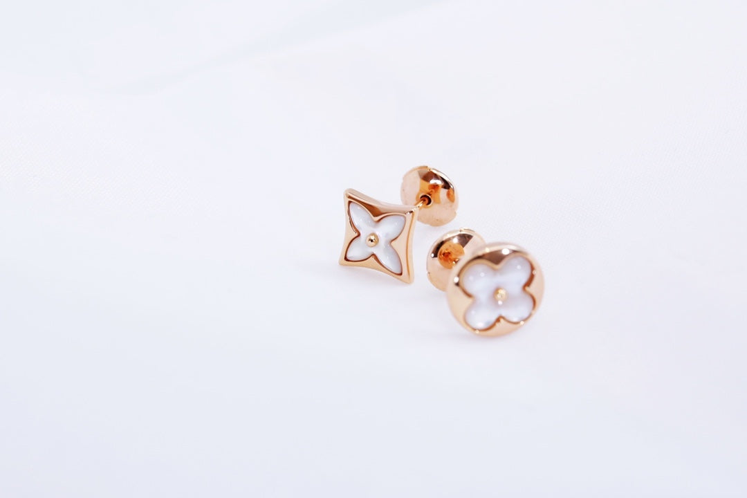 [Star Jewelry]STAR AND SUN PINK GOLD MOP STUD EARRINGS