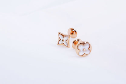 [Star Jewelry]STAR AND SUN PINK GOLD MOP STUD EARRINGS