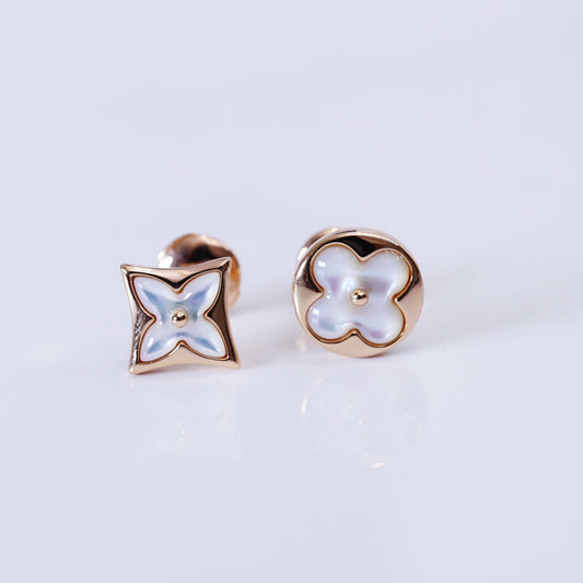 [Star Jewelry]STAR AND SUN PINK GOLD MOP STUD EARRINGS