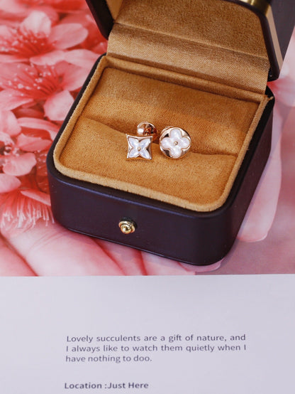 [Star Jewelry]STAR AND SUN PINK GOLD MOP STUD EARRINGS