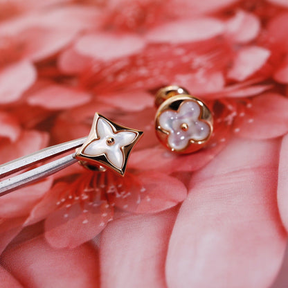 [Star Jewelry]STAR AND SUN PINK GOLD MOP STUD EARRINGS