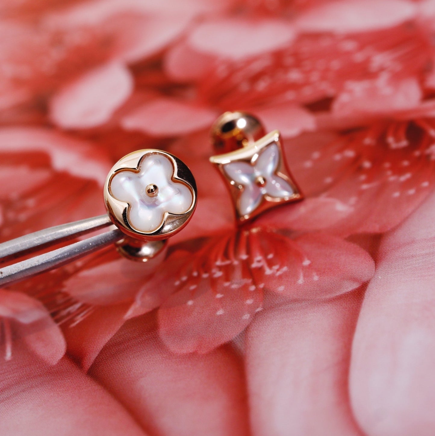 [Star Jewelry]STAR AND SUN PINK GOLD MOP STUD EARRINGS