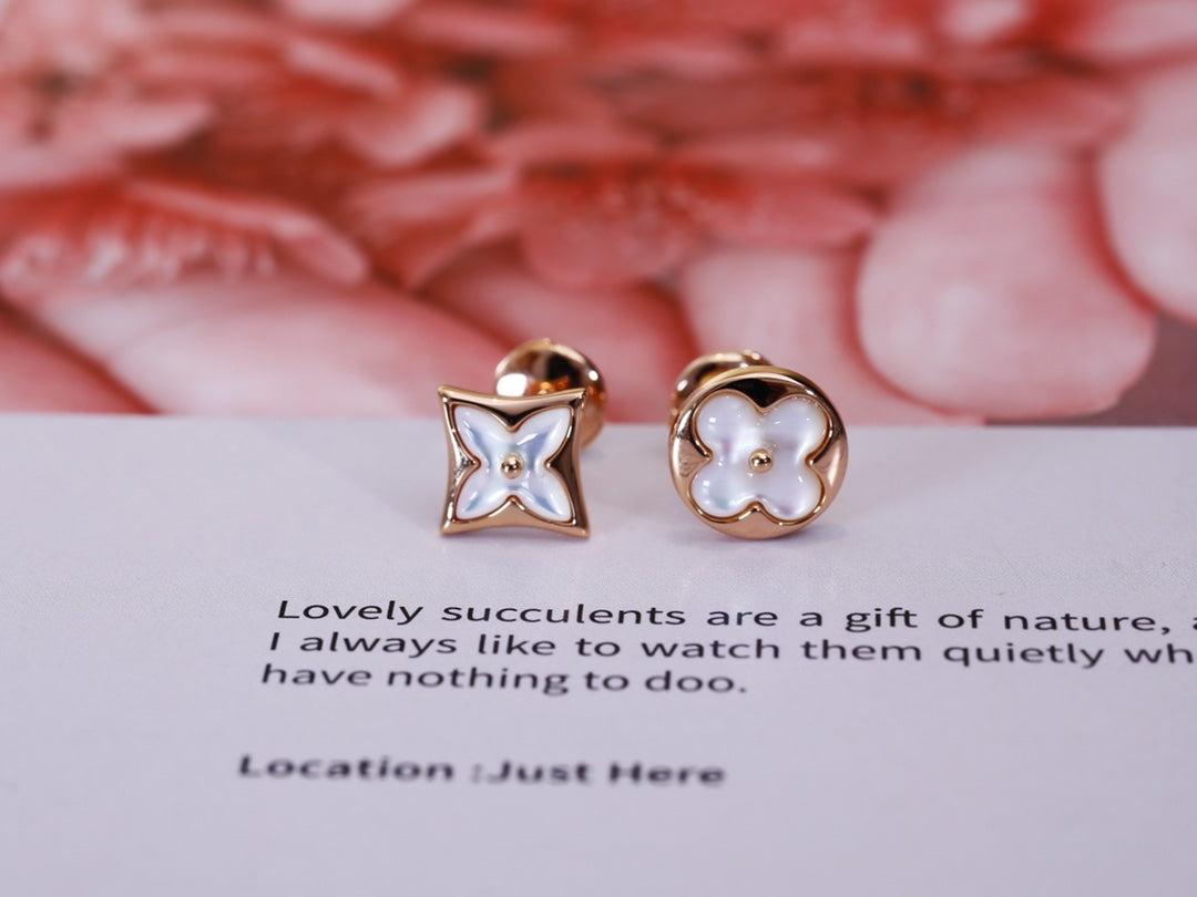 [Star Jewelry]STAR AND SUN PINK GOLD MOP STUD EARRINGS