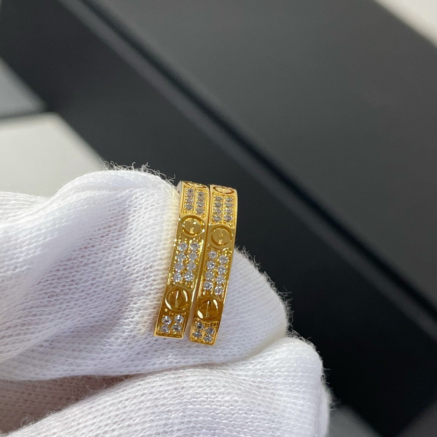[Star Jewelry]LOVE DIAMOND GOLD HOOP EARRINGS