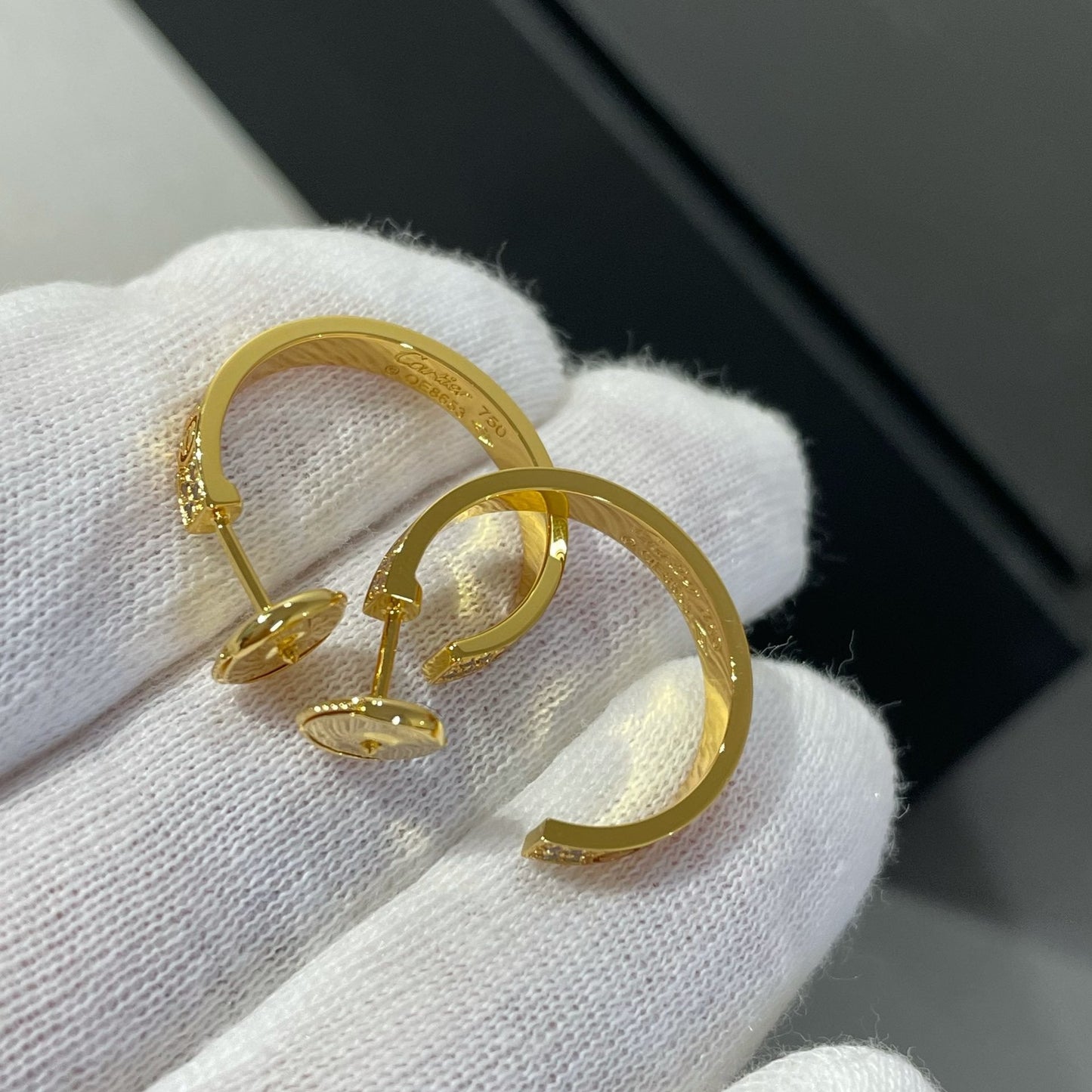 [Star Jewelry]LOVE DIAMOND GOLD HOOP EARRINGS