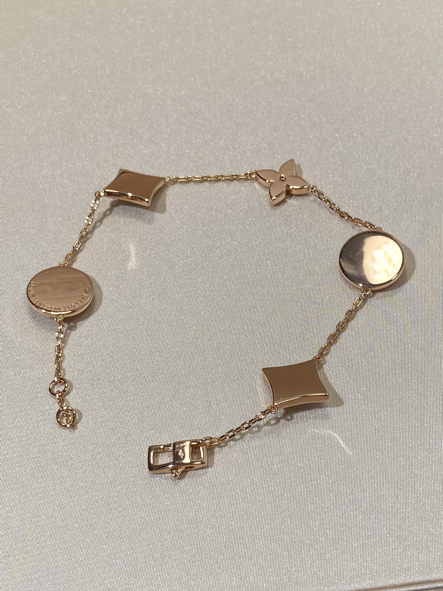 [Star Jewelry]STAR AND SUN 5 MOTIF MOP PINK GOLD BRACELET
