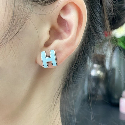 [Star Jewelry]POP H SKY BLUE STUD EARRINGS