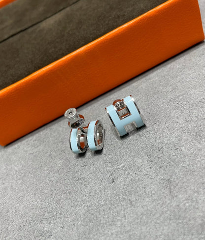 [Star Jewelry]POP H SKY BLUE STUD EARRINGS