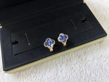 [Star Jewelry]CLOVER PIETERSITE MEDIUM STUD EARRINGS