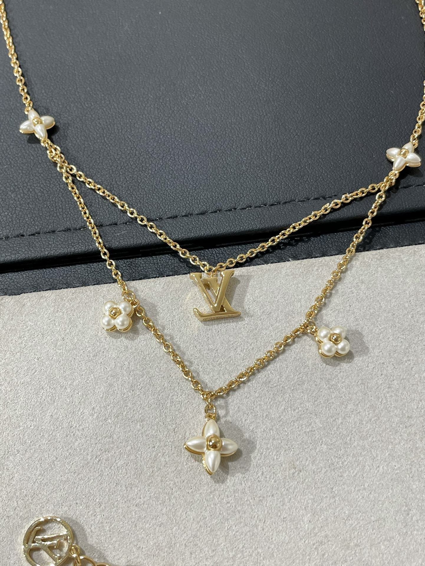[Star Jewelry]FLOWERGRAM GOLD MOP DOUBLE ROW NECKLACE