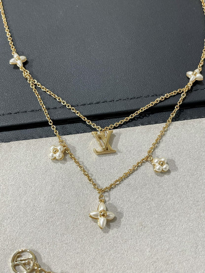[Star Jewelry]FLOWERGRAM GOLD MOP DOUBLE ROW NECKLACE