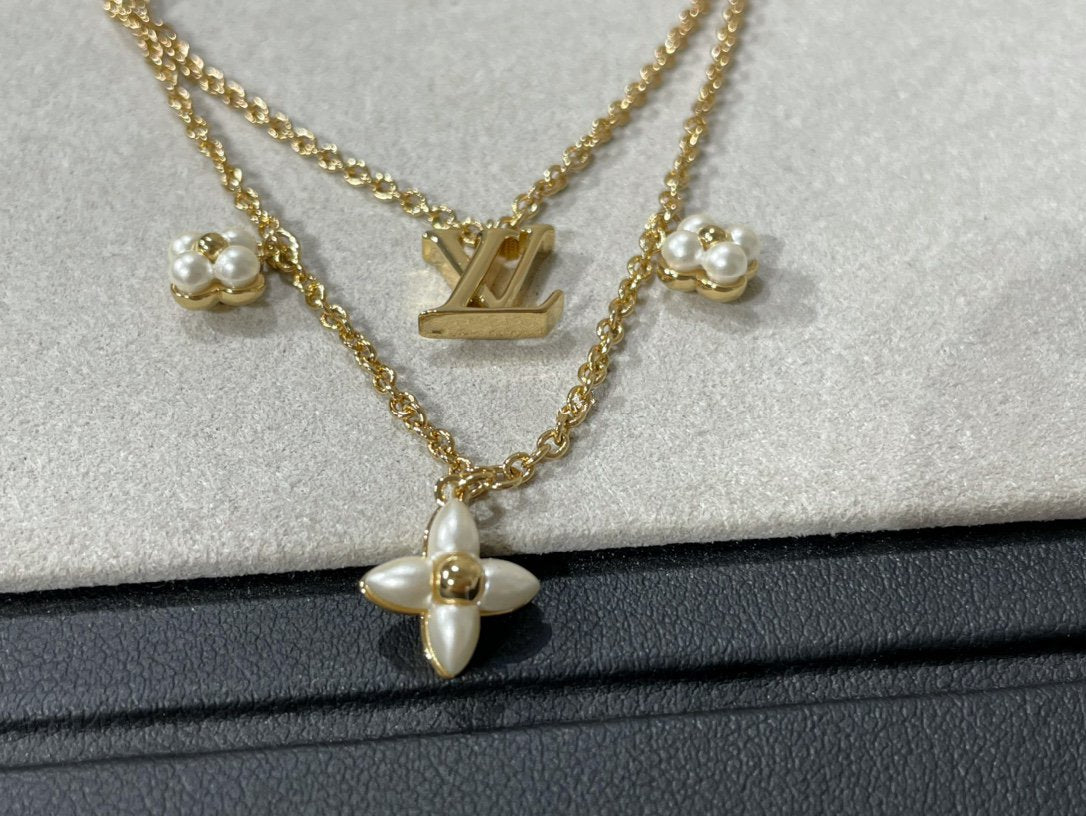 [Star Jewelry]FLOWERGRAM GOLD MOP DOUBLE ROW NECKLACE