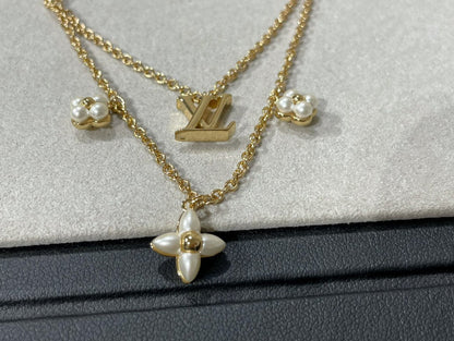 [Star Jewelry]FLOWERGRAM GOLD MOP DOUBLE ROW NECKLACE
