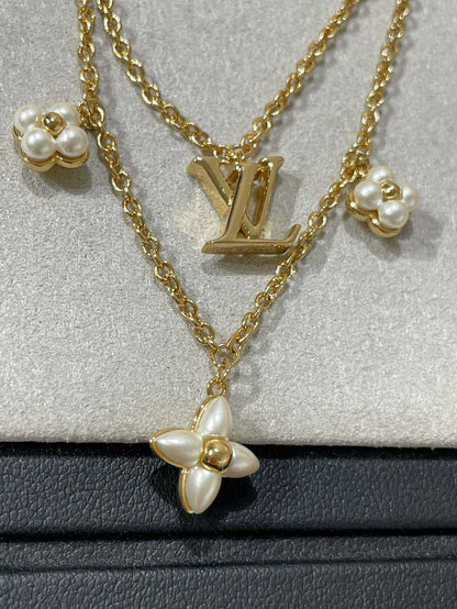 [Star Jewelry]FLOWERGRAM GOLD MOP DOUBLE ROW NECKLACE