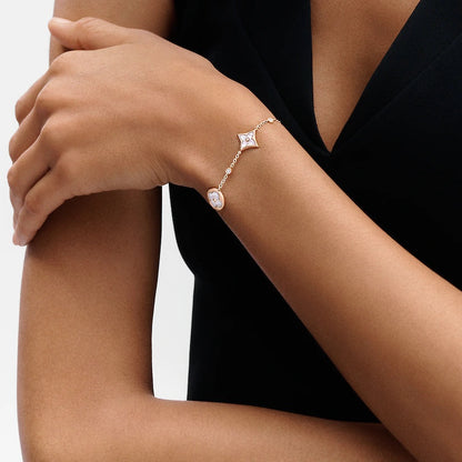 [Star Jewelry]STAR AND SUN 4 MOTIF WHITE MOP PINK GOLD BRACELET