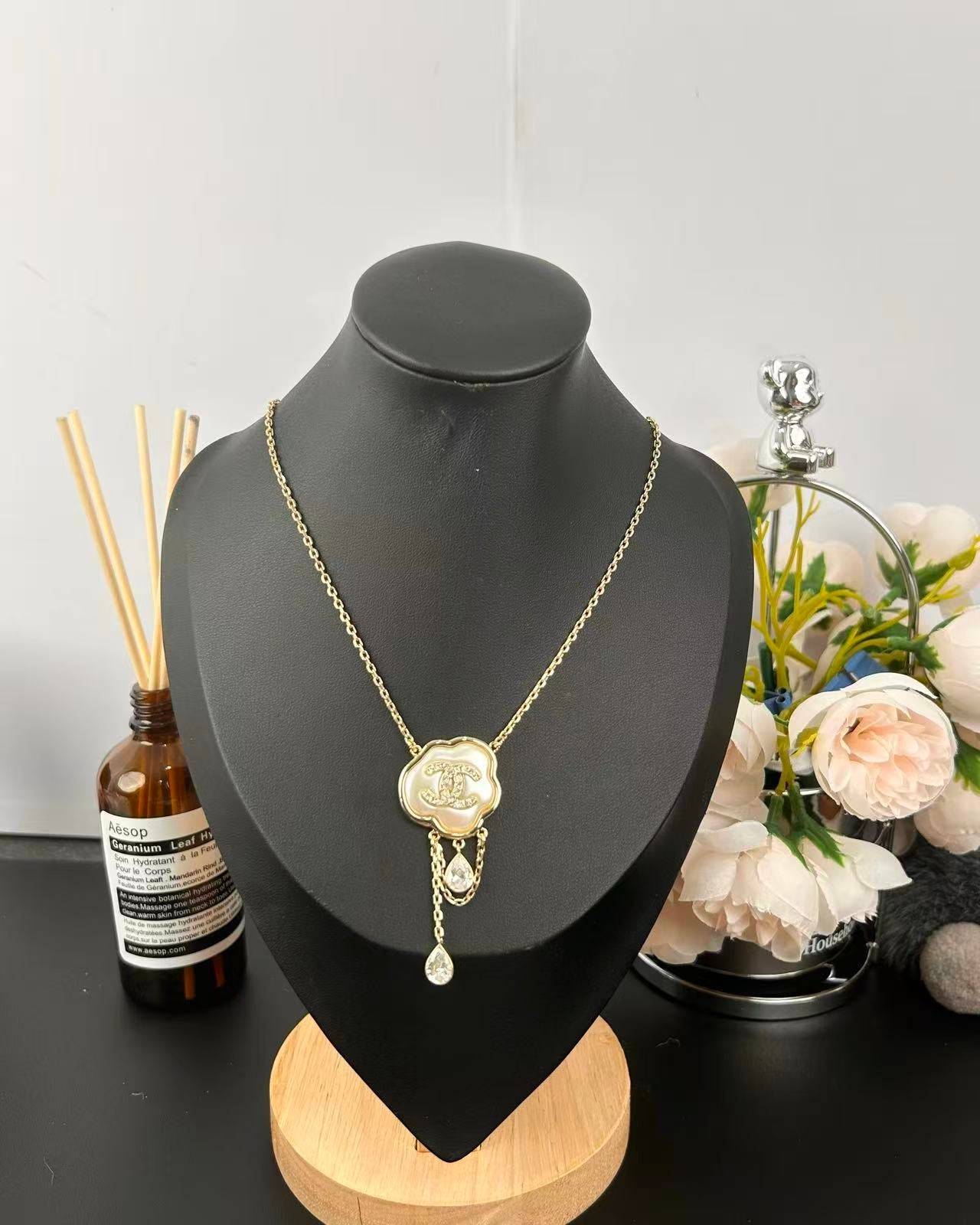 [Star Jewelry]Cloud Pearl Mother-of-Pearl Diamond Chain Pendant Necklace