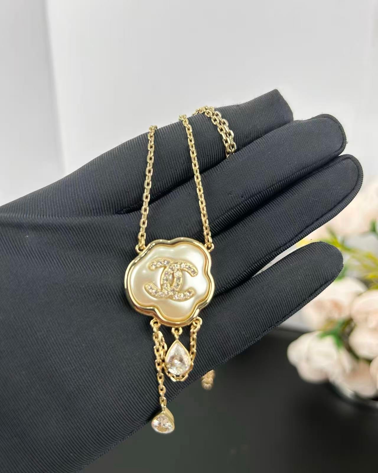 [Star Jewelry]Cloud Pearl Mother-of-Pearl Diamond Chain Pendant Necklace