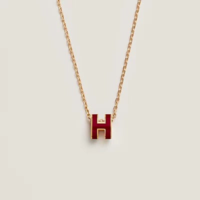 [Star Jewelry]HM CLIC RED ENAMEL GOLD NECKLACE