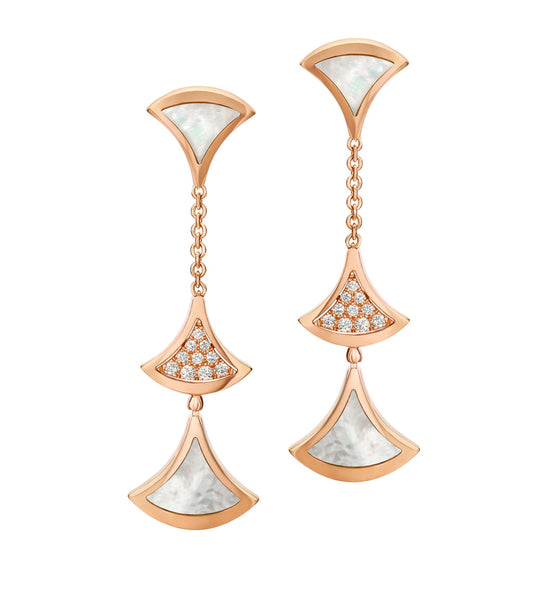 [Star Jewelry]DREAM EARRINGS 3 MOTIFS DIAMOND MOP PINK GOLD