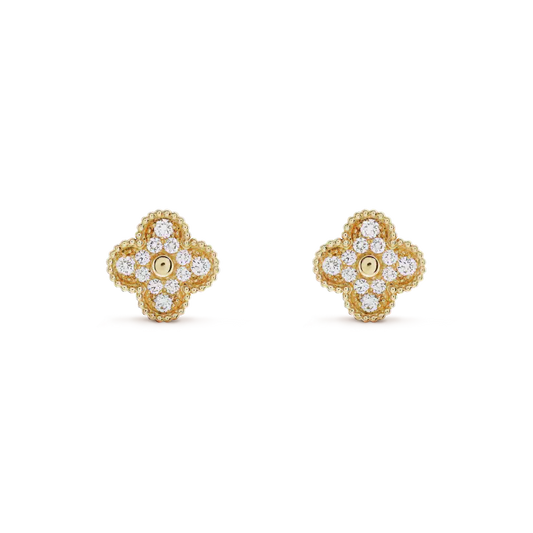 [Star Jewelry]CLOVER MEDIUM 1 MOTIFS FUll DIAMOND EARRINGS